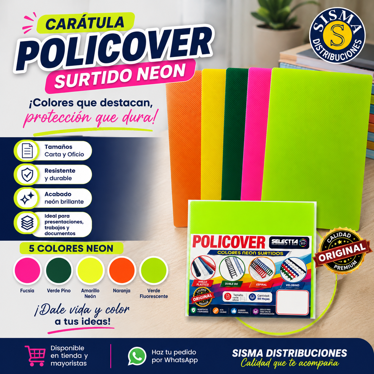 CARATULA POLICOVER CARTA COLORES SURTIDOS NEÓN